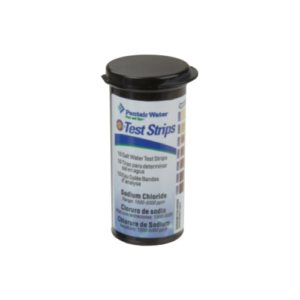 A black-capped bottle of Pentair 200060 Salt test strips